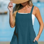 Teal Sleeveless Romper with Pockets Blue Size XS Photo 0