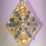 Adjustable Vintage Gold Tone Aged Diamond Shape Chunky Boho Statement Ring Photo 0