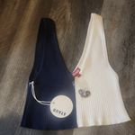 STAUD  Hana Top in Navy and White In Ribbed Knit Size L Photo 4