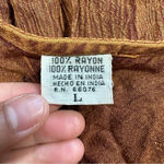 Embroidered Boho Dreas Burnout Velvet Velour Midi Dress in Orange Brown Size L Size L Photo 5