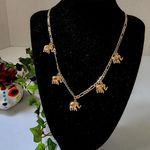 Figaro Chain Necklace with Dangle Elephant Charms Gold Filled New Photo 0