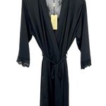 Jane Lamerton black satin lace trim belted midi robe size small NEW Photo 11