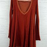 Free People  Beach Orange Long Sleeve V Neck Thermal Size S Photo 0