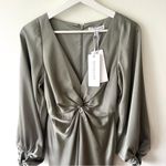 Shona joy Luxe Balloon Sleeve Knot Front Midi Dress - Eucalyptus Size 2 Photo 5