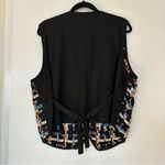 Vintage Basketweave Detail Tie Back Detail V Neck Button Front Vest XL Black Photo 4