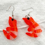 Shrimp Earrings, Shrimp Gifts, Novelty Earrings, Sushi Earrings Orange Photo 0