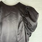 Vintage Black Satin Puff Sleeve Prom Dress With Bow Size 10 Photo 2