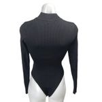 Princess Polly  Black Long Sleeve Cutout Ribbed Knit Mock Neck Bodysuit Top S/M Photo 1
