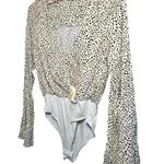 Pink Lily  Women's Cream & Black Animal Print One Piece Bodysuit Size Medium Photo 1