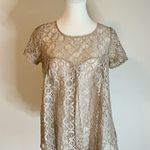 Anthropologie Akemi & Kim Metallic Lace Blouse Size Small Short Sleeve Photo 0