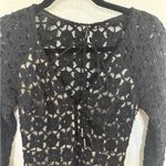 Free People  Back to Black Crochet Lace Bell Sleeve Mini Dress Black Size 2 Photo 5