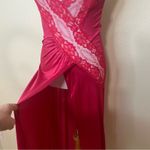 Interludes by Cira | vintage hot pink sheer lace high slit midi slip dress P/XS Photo 2
