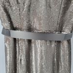 Little Mistress  Womens Sequin Dress 6 Gold Metallic Belt V Neck 3/4 Sleeve Maxi Photo 10