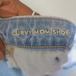 American Eagle Outfitters stretch curvy mom short denim jeans heavily distressed in light wash Photo 6