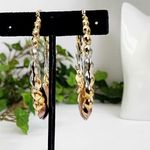 Gold Filled Tri Color Plated Scalloped Hollow Hoop Earrings Photo 2