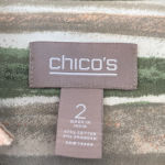 Chico's Chico’s Size 2 Abstract Striped‎ Cotton Ruffle Open Front Jacket  Large Photo 3