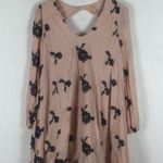 Free People  Emma’s Pink Embroidered Long Sleeve Cut Out Swing Mini Dress Small Photo 2