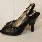 Liuid Shoes Black Leather Upper Slingback Peep Heel Size 6 Photo 4