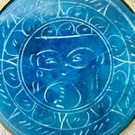 Vintage Carved AZTEC Sun Turquoise tone AGATE Stone Beaded Pendant Necklace Blue Photo 10