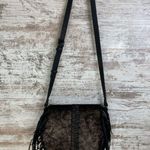 Desigual NWOT Crescent Fringe Crossbody Bag Velvet Metallic Black Rare! Unique! Photo 5