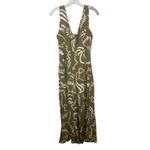 Paper Heart  Olive Abstract Print Linen Blend Sleeveless Maxi Dress Sz Large Photo 6