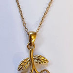 Pink cherry charm zirconia gold necklace Photo 0