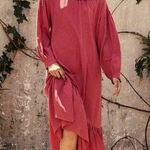 πDOENπ Everest Dress ~ Camilia Long Sleeve 100% Silk Cottagecore Small S NWT Pink Photo 0