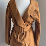 SheIn  Belted Dress Womens Sz XL Cognac Tan Faux Wrap Photo 0