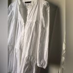 ZARA  Embroidered Eyelet Floral Cotton Mini button down Dress boho babydoll sz M Photo 4