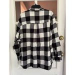 SO  Juniors Women's Black White Buffalo Check Cozy Flannel Shirt Top XXL New Photo 6