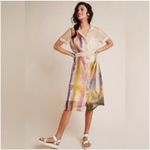 Anthropologie The Art of Aimee Clarke Organza Silk Abstract Button Down dress M Photo 1