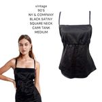 VINTAGE 90'S BLACK SATINY CAMI TANK NY &‎ COMPANY SIZE MEDIUM. Photo 1