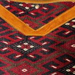 Vintage 90s Turkish Kilim Knit Leather Shoulder Bag Western Bohemian Southwest Tan Photo 6