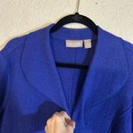 Chico's Women's Blue Wool Blend Open Front Collarless Jacket Blazer Size 3 Flaw Photo 3