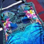 Gottex blue multicolored floral print one piece swimsuit bathing suit halter Size 10 Photo 1