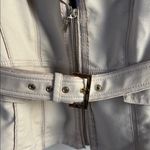 White House | Black Market Size 8 Light Beige moto Jacket shirred shoulders zipper Photo 10