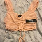 Lulus Adrenaline Ruche Blush Pink Mesh Drawstring Ruched Crop Top Photo 3