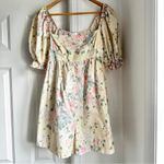 Selkie Hamptons Puff Sleeve Romper Butter Yellow Pink Size XL Photo 3