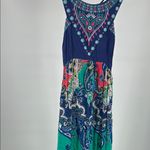 Flying Tomato Embellished Halter Maxi Dress Blue Green pink embroidered M summer Photo 2