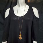 Casual Corner Brown, Gold, & Red Necklace Gold Photo 1