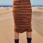 ZARA TULLE PENCIL MIDI SKIRT High-waist w/ Elastic Waistband BROWN SIZE XS NEW Photo 6