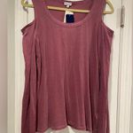 Splendid NWT  Size L 100% Supima Cotton Dark Rose Long Sleeve Cold Shoulder Top Photo 0