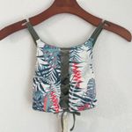 Roxy S Tropical String Tie Corset Front Halter Top in Teal Pink New! Photo 0