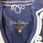 Lilly Pulitzer  Navy Long Sleeve Top with White Embroidery Photo 2