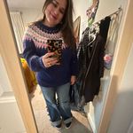 American Vintage VTG Hand Knit Women’s Fair Isle Women's Sweater Cozy Cabincore Cottagecore Blue Photo 6