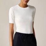 J.Crew White Refined Rib Elbow Sleeve T-shirt Photo 0
