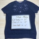 Brooks Brothers  Egyptian Cotton Embellished Knit Top Navy Blue Medium Photo 8