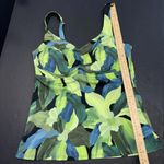 Athleta Bathing Suit Swim Tankini Top Green Floral Underwire Bra Cup 38 B/C Photo 3