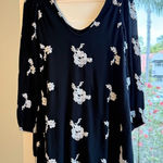 Free People  Austin Black Swing Mini Dress with White Embroidery size XS Photo 0