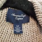 American Eagle OUTFITTERS TAUPE METALLIC WOVEN HEAVY KNIT WOOL OPEN CARDIGAN S Photo 8